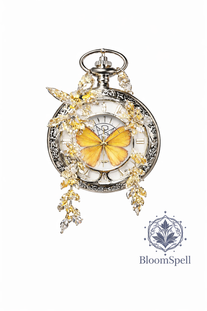 Blue butterfly pocket watch