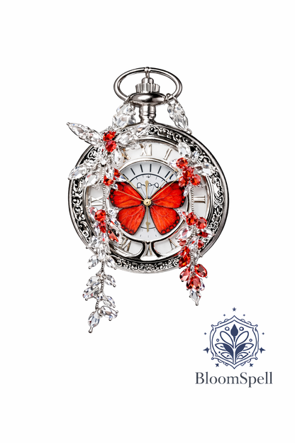 Blue butterfly pocket watch