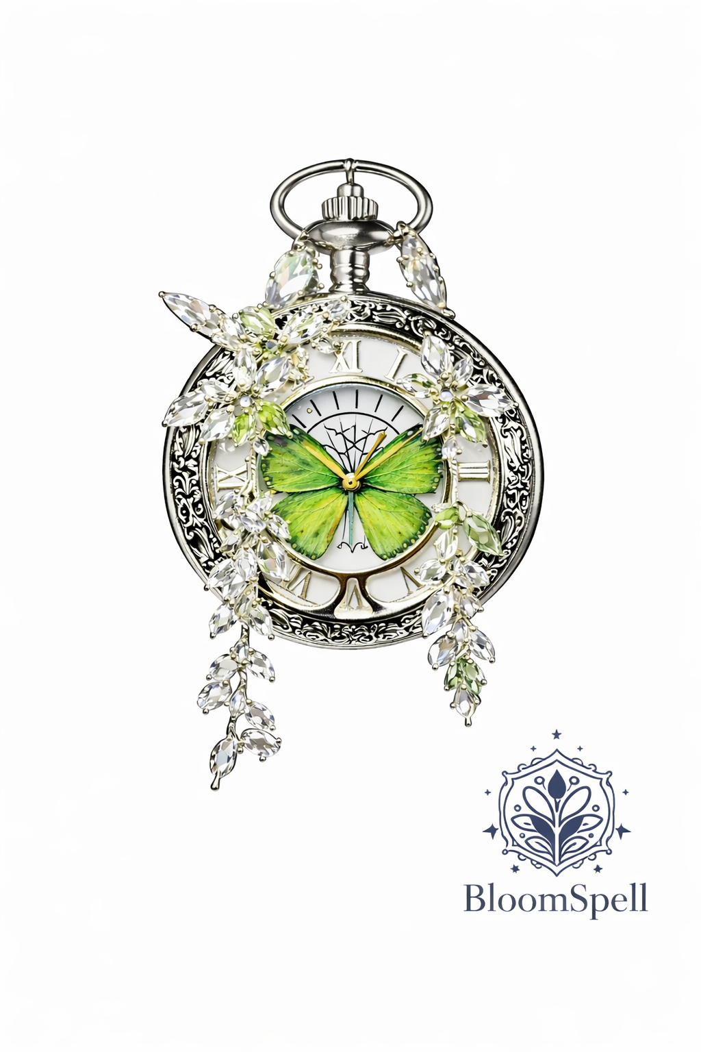 Blue butterfly pocket watch