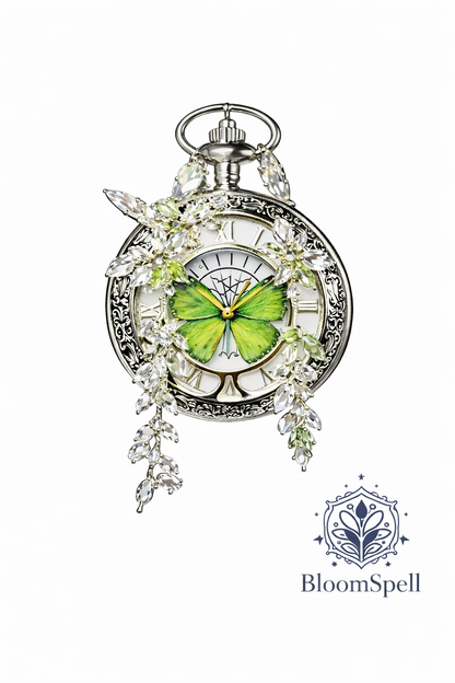 Blue butterfly pocket watch